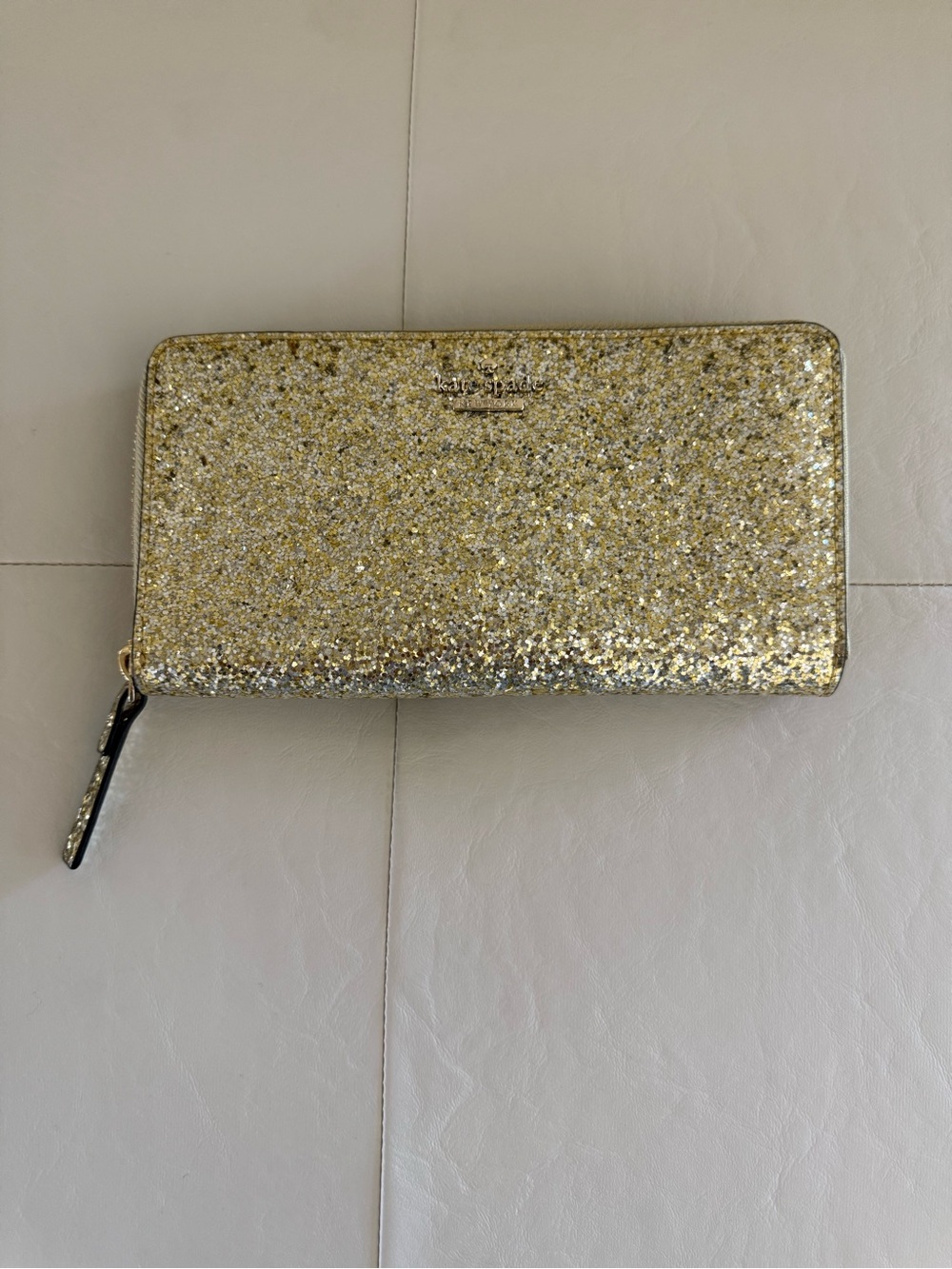 kate spade Gold Glitter Zip Wallet